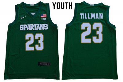 Youth Xavier Tillman Michigan State Spartans #23 Nike NCAA 2019-20 Green Authentic College Stitched Basketball Jersey VL50Y24DU